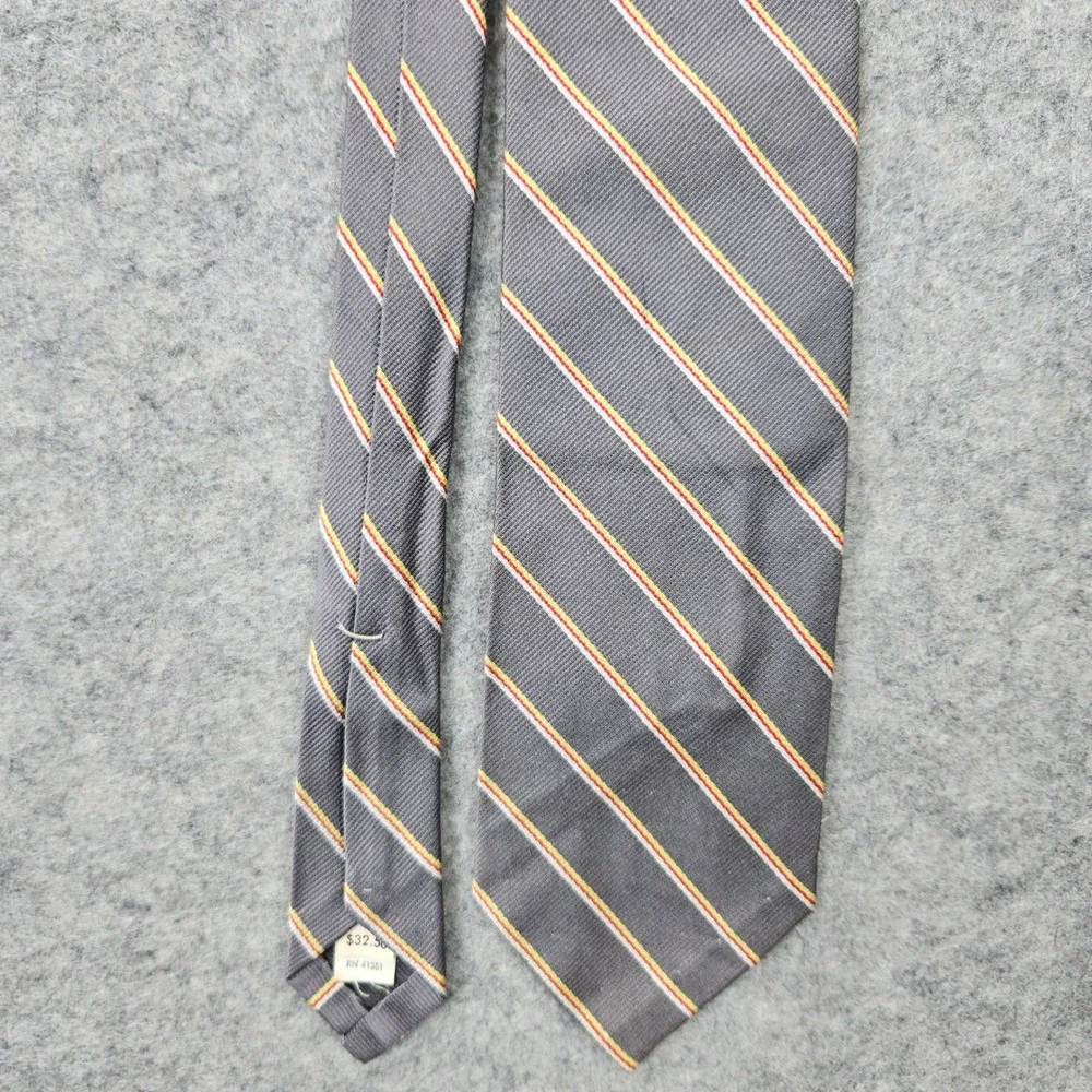 Vintage Polo Ralph Lauren Men's‎ Gray Necktie 3x56 Silk Striped Regimental Tie